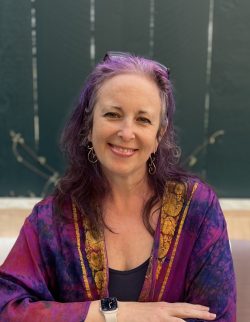 Heather in purple robe